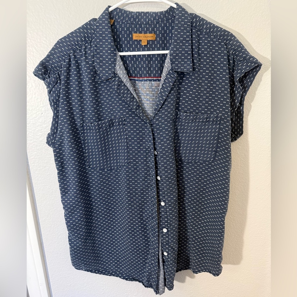 Jachs Girlfriends Blue Button-Up Shirt with White‎ Dots